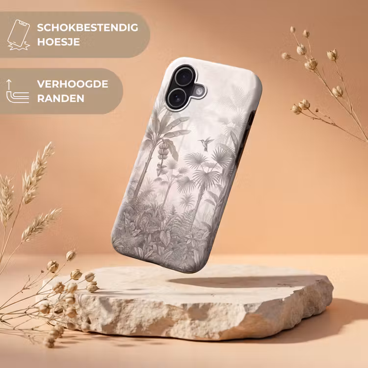 Jungle - Banenboom - Kolibrie - Beige Toughcase MagSafe Apple iPhone 17 klein -USP_RandenV_NL