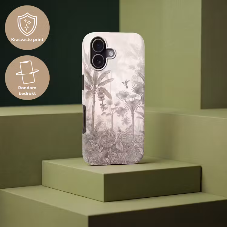 Jungle - Banenboom - Kolibrie - Beige Toughcase MagSafe Apple iPhone 17 klein -USP_PrintM_NL