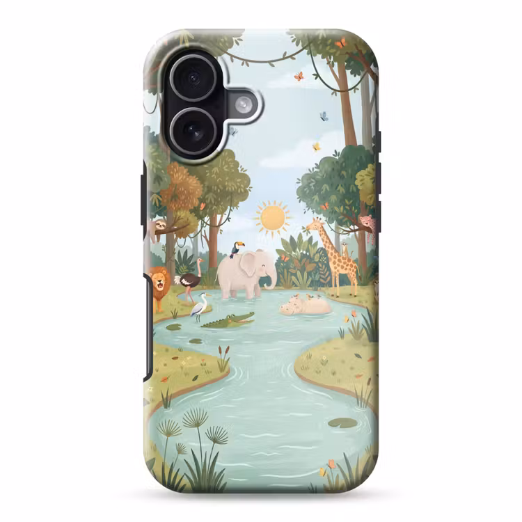 Jungle - Oase - Dieren - Kleurrijk Toughcase MagSafe Apple iPhone 17 klein -3d