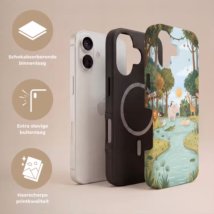 Jungle - Oase - Dieren - Kleurrijk Toughcase MagSafe Apple iPhone 17 klein -USP_Lagen_NL