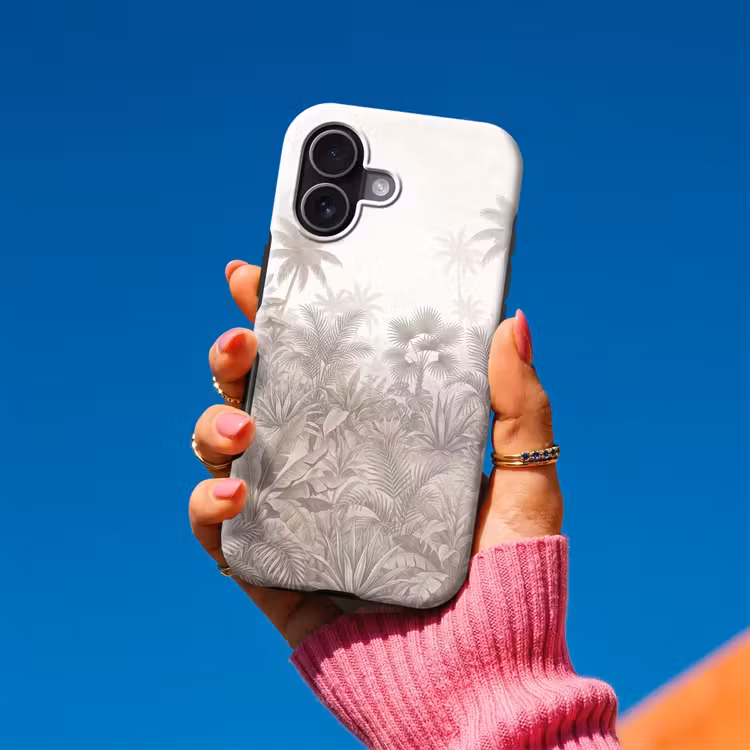 Jungle - Tropisch - Natuur -Vintage - Beige Toughcase MagSafe Apple iPhone 17 klein -Sfeer1V