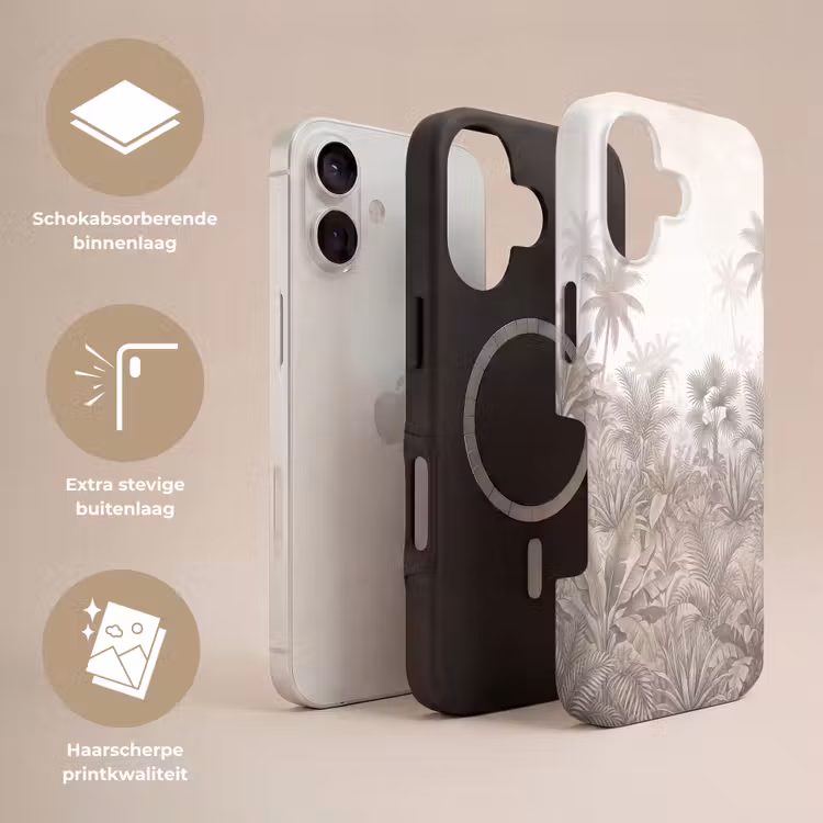 Jungle - Tropisch - Natuur -Vintage - Beige Toughcase MagSafe Apple iPhone 17 klein -USP_Lagen_NL