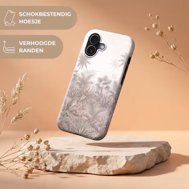 Jungle - Tropisch - Natuur -Vintage - Beige Toughcase MagSafe Apple iPhone 17 klein -USP_RandenV_NL