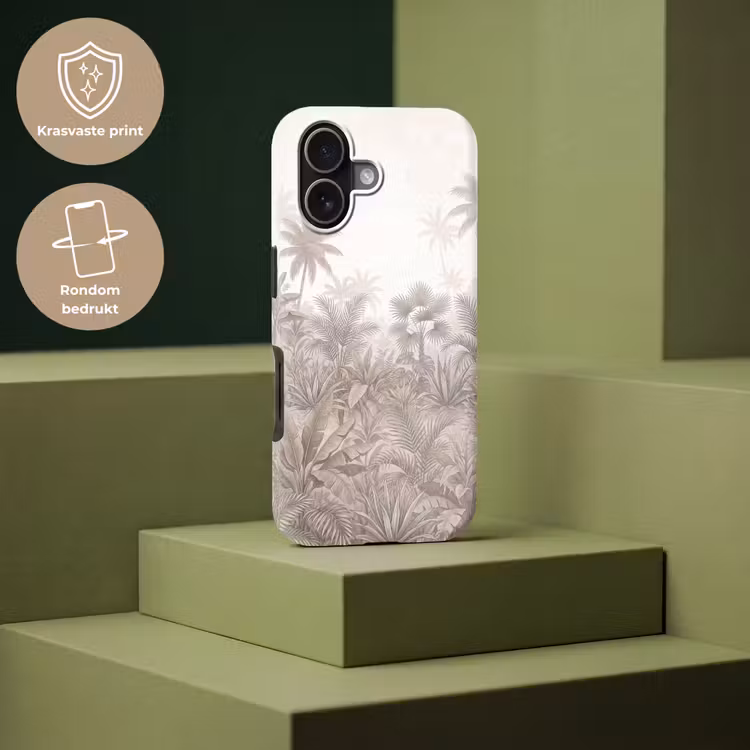 Jungle - Tropisch - Natuur -Vintage - Beige Toughcase MagSafe Apple iPhone 17 klein -USP_PrintM_NL