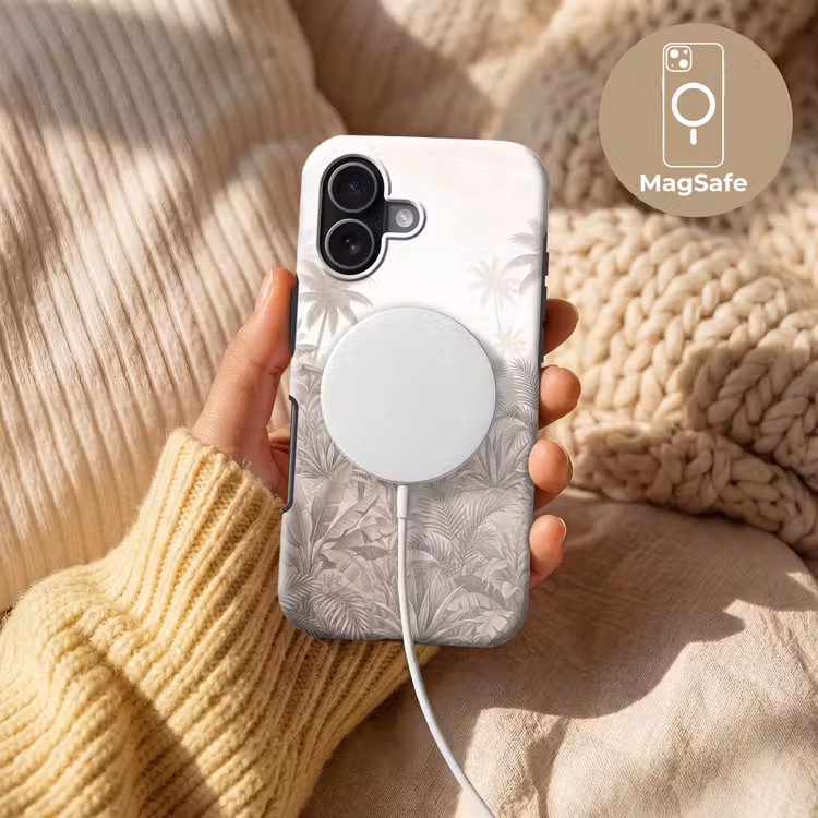 Jungle - Tropisch - Natuur -Vintage - Beige Toughcase MagSafe Apple iPhone 17 klein -USP_MagsafeV