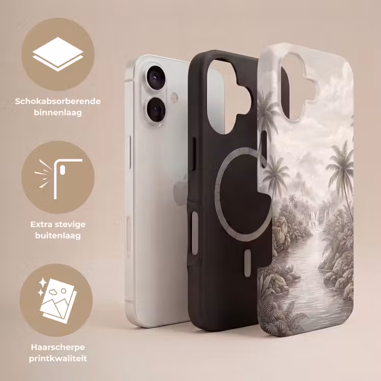 Jungle - Watervallen - Tropisch - Illustratie Toughcase MagSafe Apple iPhone 17 klein -USP_Lagen_NL