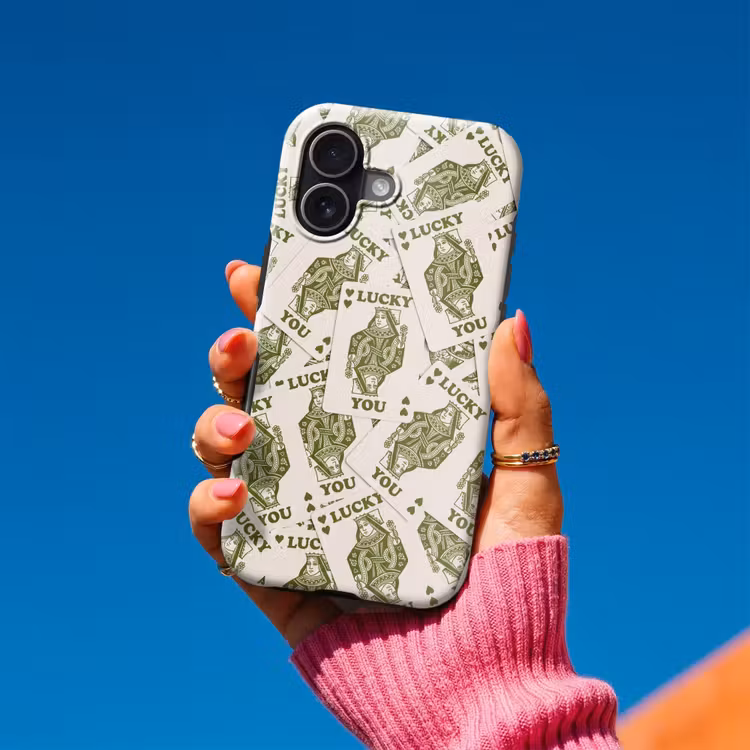 Kaarten - Koningin - Patroon - Groen - Spel Toughcase MagSafe Apple iPhone 17 klein -Sfeer1V