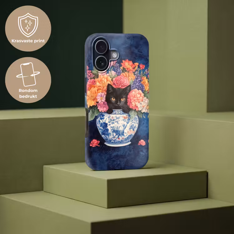 Kat - Felgekleurde bloemen - Vaas Toughcase MagSafe Apple iPhone 17 klein -USP_PrintM_NL
