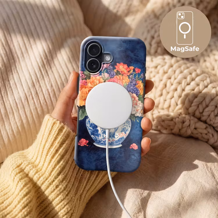 Kat - Felgekleurde bloemen - Vaas Toughcase MagSafe Apple iPhone 17 klein -USP_MagsafeV