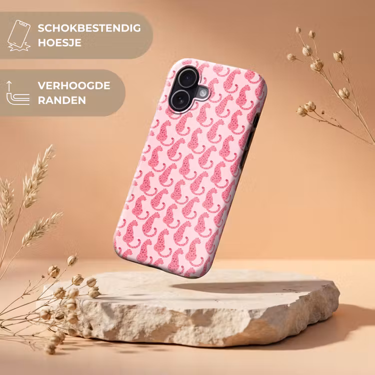 Kat - Gevlekt - Dieren - Patroon - Roze Toughcase MagSafe Apple iPhone 17 klein -USP_RandenV_NL