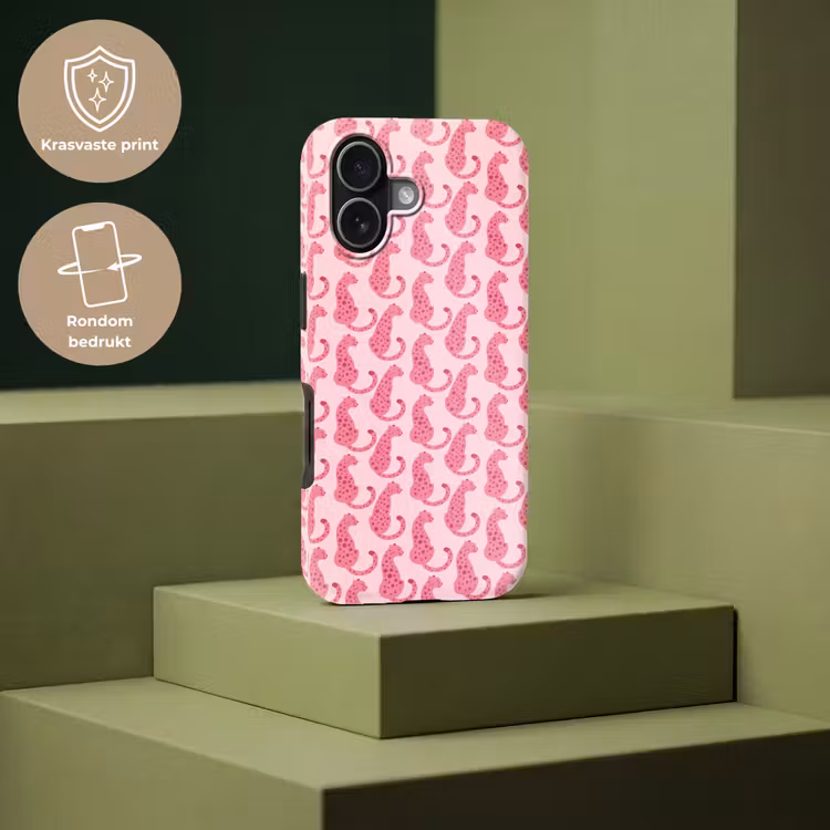 Kat - Gevlekt - Dieren - Patroon - Roze Toughcase MagSafe Apple iPhone 17 klein -USP_PrintM_NL