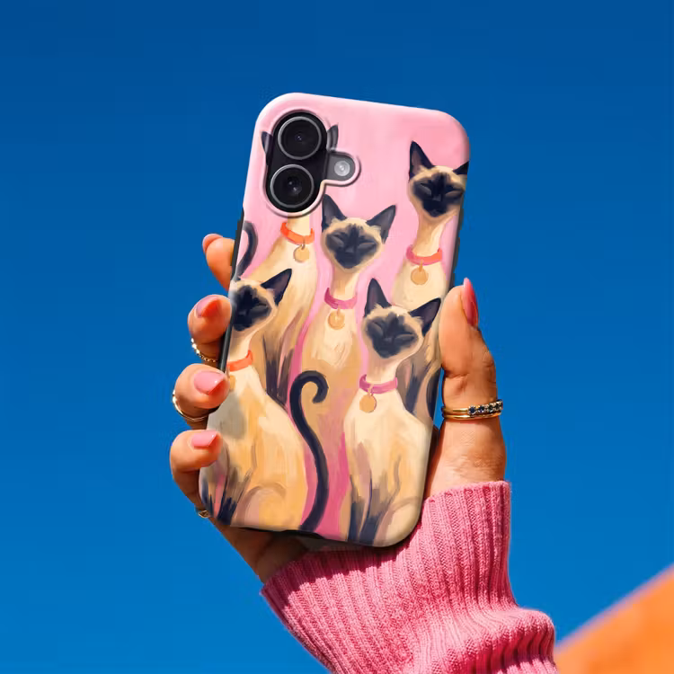 Kat - Groep - Dieren - Modern - Roze Toughcase MagSafe Apple iPhone 17 klein -Sfeer1V