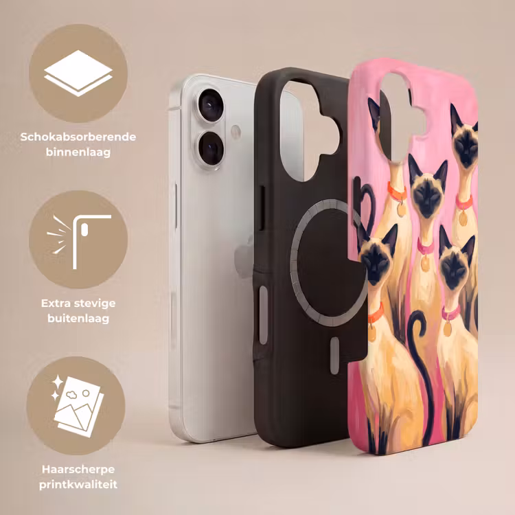 Kat - Groep - Dieren - Modern - Roze Toughcase MagSafe Apple iPhone 17 klein -USP_Lagen_NL