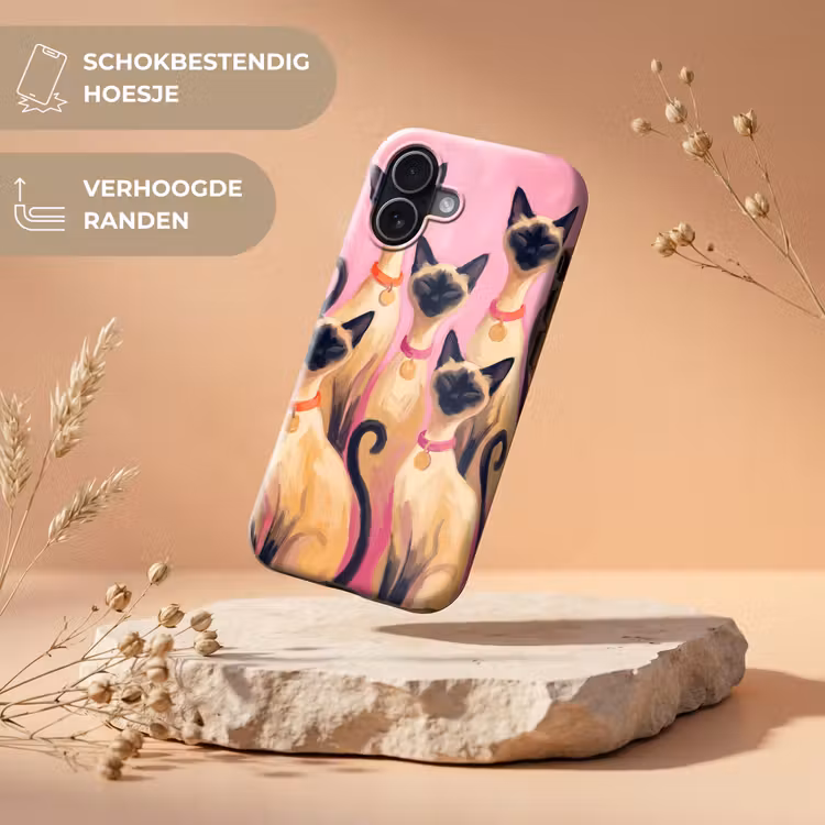 Kat - Groep - Dieren - Modern - Roze Toughcase MagSafe Apple iPhone 17 klein -USP_RandenV_NL