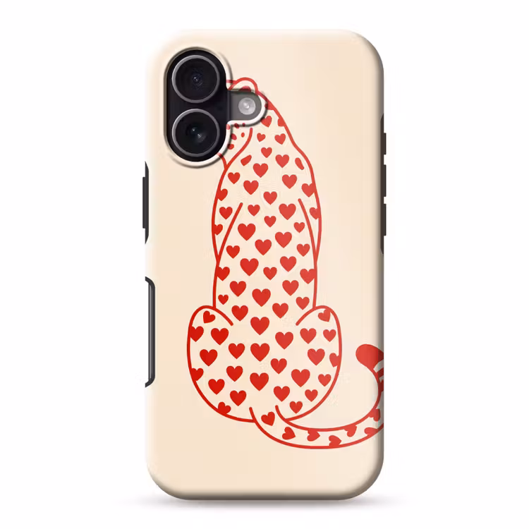 Kat - Harten - Dieren - Modern - Rood Toughcase MagSafe Apple iPhone 17 klein -3d