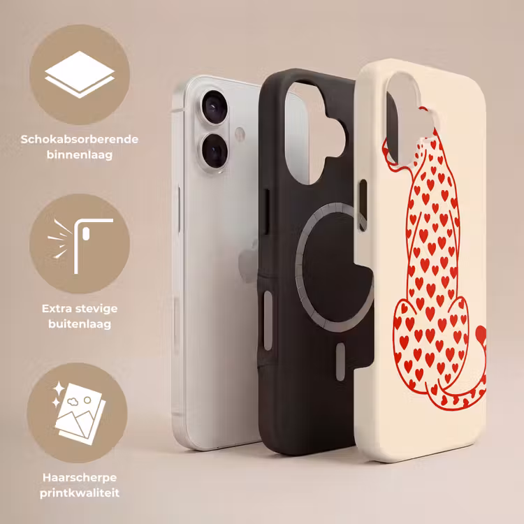 Kat - Harten - Dieren - Modern - Rood Toughcase MagSafe Apple iPhone 17 klein -USP_Lagen_NL