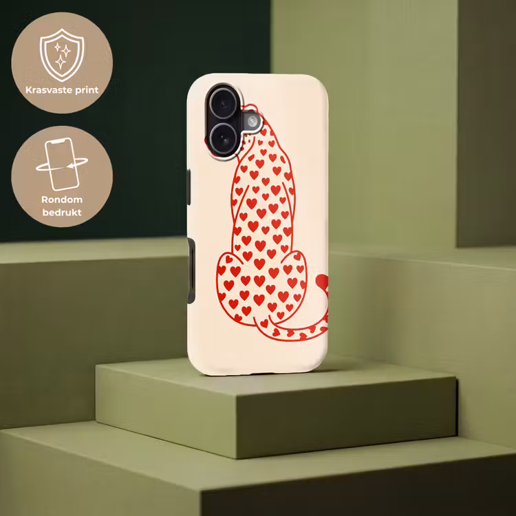 Kat - Harten - Dieren - Modern - Rood Toughcase MagSafe Apple iPhone 17 klein -USP_PrintM_NL