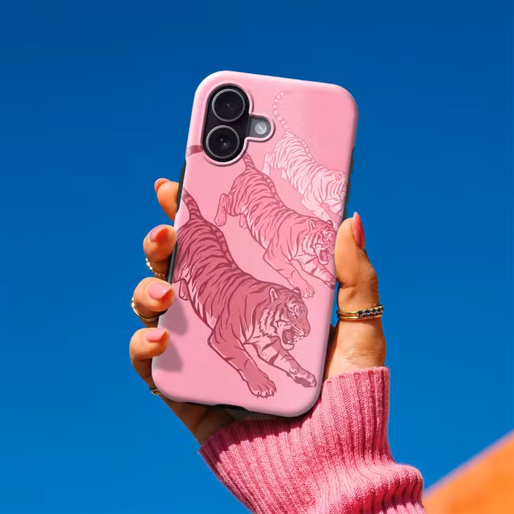Kat - Springend - Dieren - Roze - Modern Toughcase MagSafe Apple iPhone 17 klein -Sfeer1V