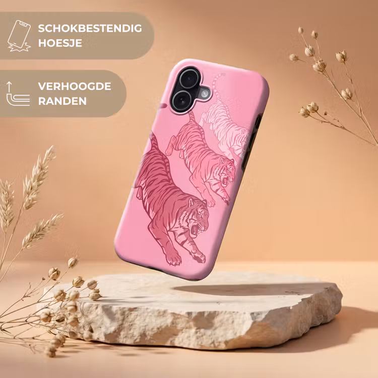 Kat - Springend - Dieren - Roze - Modern Toughcase MagSafe Apple iPhone 17 klein -USP_RandenV_NL
