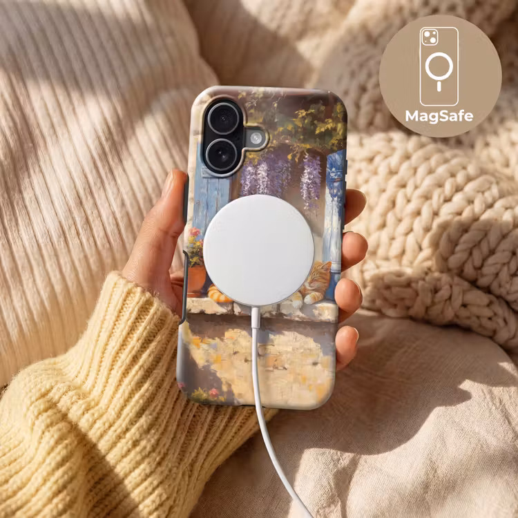 Kat - Stenen vensterbank - Bloemen Toughcase MagSafe Apple iPhone 17 klein -USP_MagsafeV