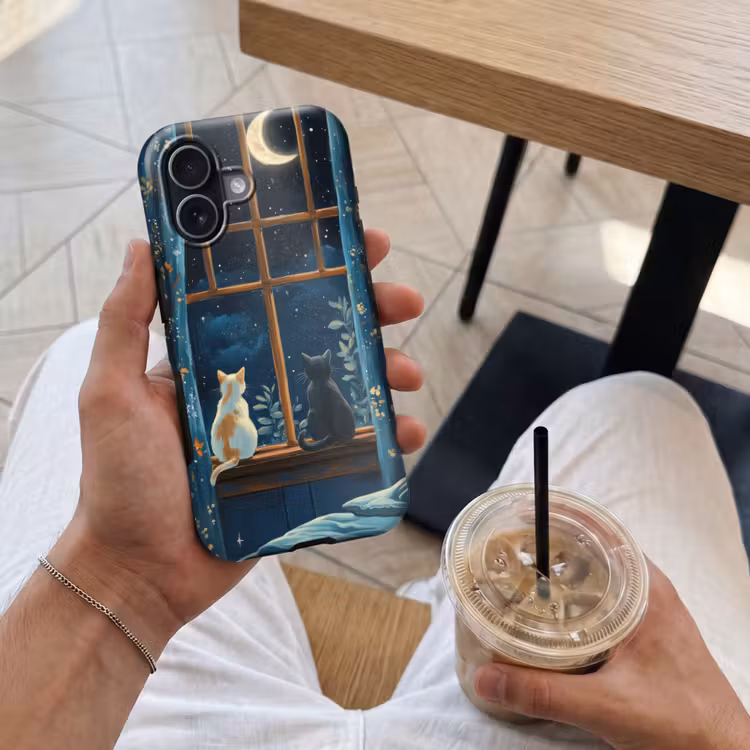Kat - Sterrenhemel - Blauw Toughcase MagSafe Apple iPhone 17 klein -Sfeer1M
