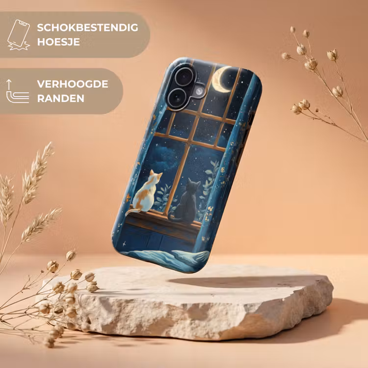 Kat - Sterrenhemel - Blauw Toughcase MagSafe Apple iPhone 17 klein -USP_RandenV_NL