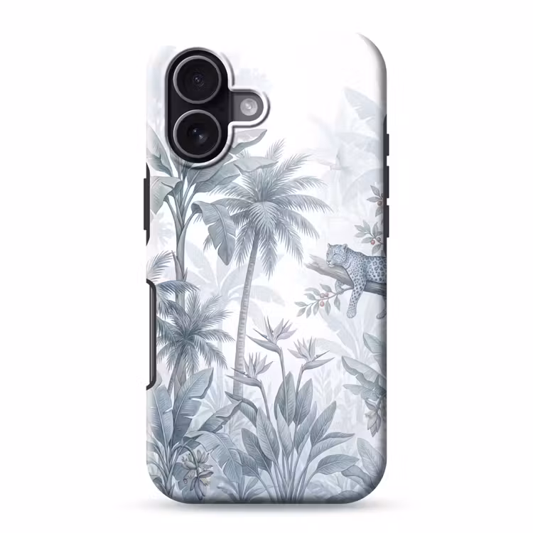 Kat - Tropisch bos - Modern - Grijs Toughcase MagSafe Apple iPhone 17 klein -3d