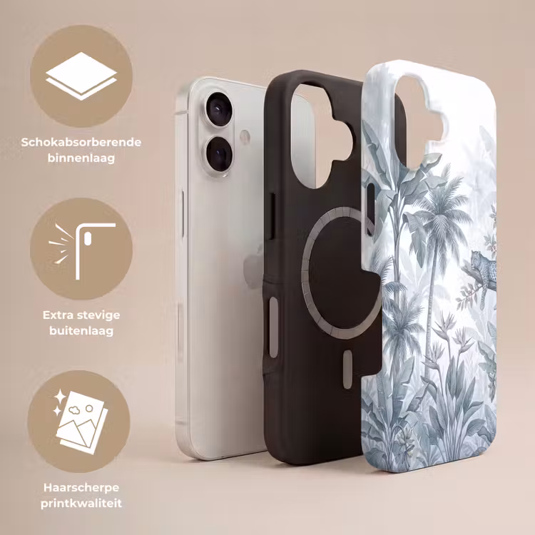 Kat - Tropisch bos - Modern - Grijs Toughcase MagSafe Apple iPhone 17 klein -USP_Lagen_NL