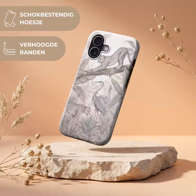 Kat - Vogel - Jungle - Illustratie - Dieren Toughcase MagSafe Apple iPhone 17 klein -USP_RandenV_NL