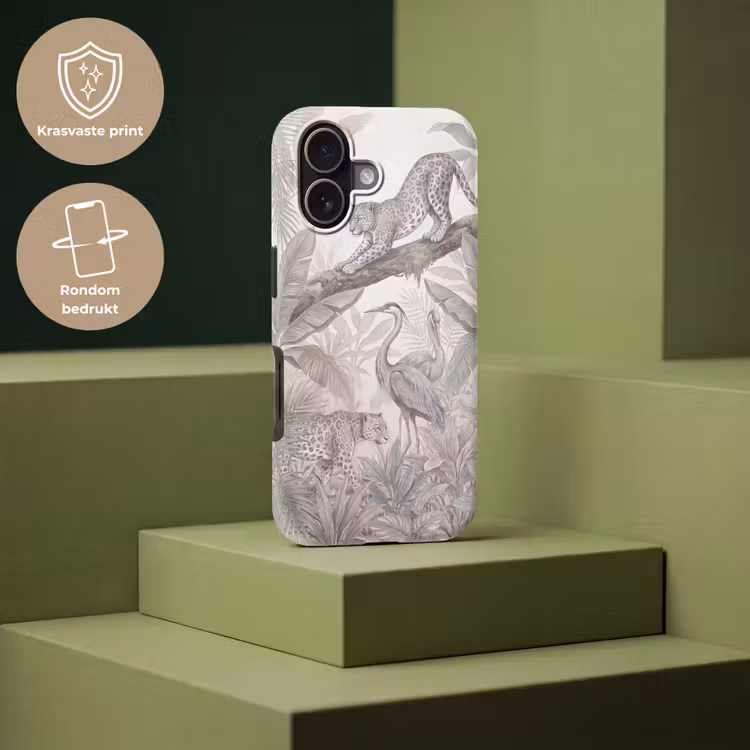 Kat - Vogel - Jungle - Illustratie - Dieren Toughcase MagSafe Apple iPhone 17 klein -USP_PrintM_NL