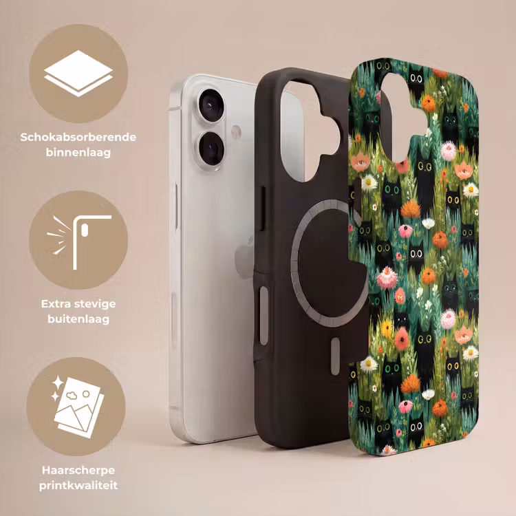 Katten - Bloemen - Kleurrijk Toughcase MagSafe Apple iPhone 17 klein 1017 -USP_Lagen_NL