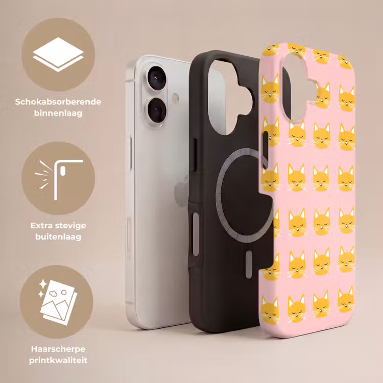 Katten - Patroon - Roze Toughcase MagSafe Apple iPhone 17 klein 1017 -USP_Lagen_NL