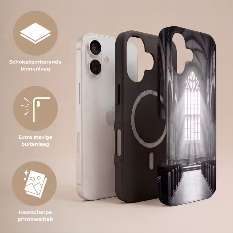 Kerk - Interieur - Lichtstralen - Architectuur - Klassiek Toughcase MagSafe Apple iPhone 17 klein -USP_Lagen_NL