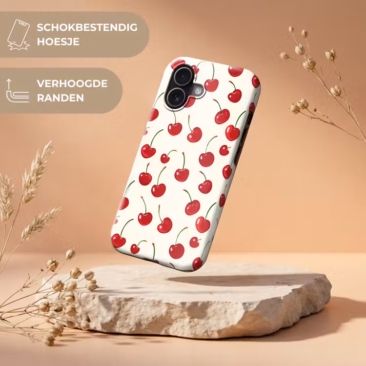 Kersen - Minimalistisch - Rood Toughcase MagSafe Apple iPhone 17 klein 1017 -USP_RandenV_NL