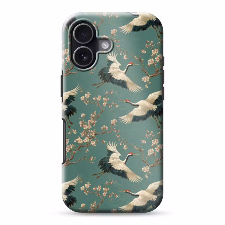 Kersenbloesem - Kraamvogels - Groen Toughcase MagSafe Apple iPhone 17 klein 1017 -3d