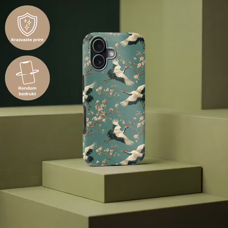 Kersenbloesem - Kraamvogels - Groen Toughcase MagSafe Apple iPhone 17 klein 1017 -USP_PrintM_NL