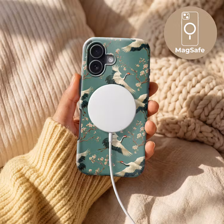 Kersenbloesem - Kraamvogels - Groen Toughcase MagSafe Apple iPhone 17 klein 1017 -USP_MagsafeV
