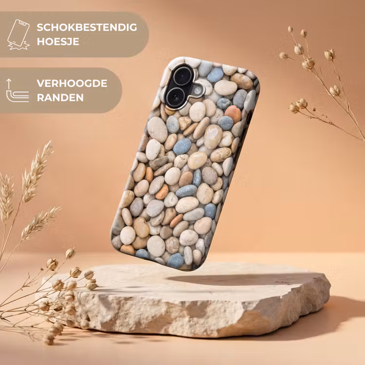 Kiezelstenen - Natuur - Textuur - Beige - Grijs Toughcase MagSafe Apple iPhone 17 klein -USP_RandenV_NL