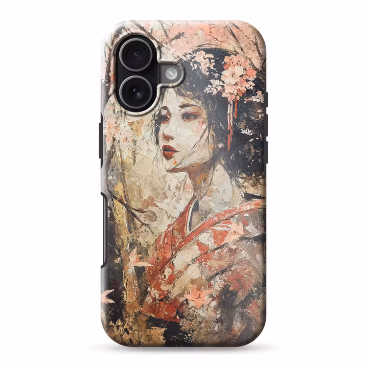 Kimono - Vrouw - kersenbomen Toughcase MagSafe Apple iPhone 17 klein -3d
