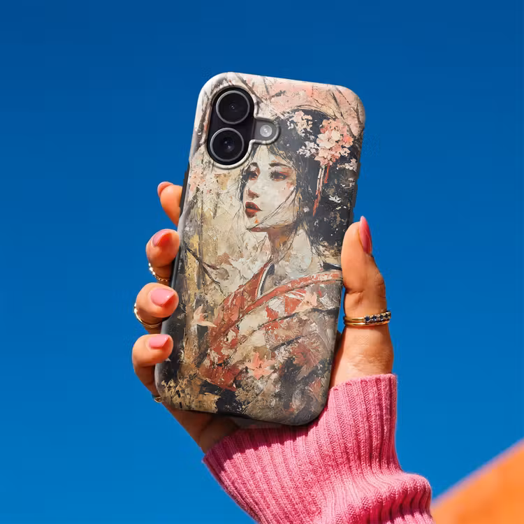 Kimono - Vrouw - kersenbomen Toughcase MagSafe Apple iPhone 17 klein -Sfeer1V