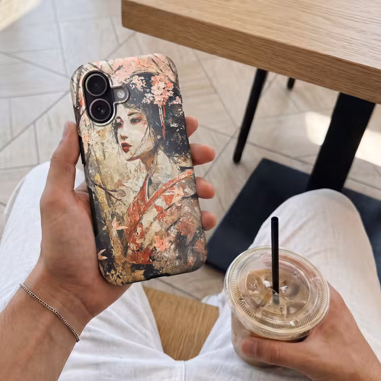 Kimono - Vrouw - kersenbomen Toughcase MagSafe Apple iPhone 17 klein -Sfeer1M