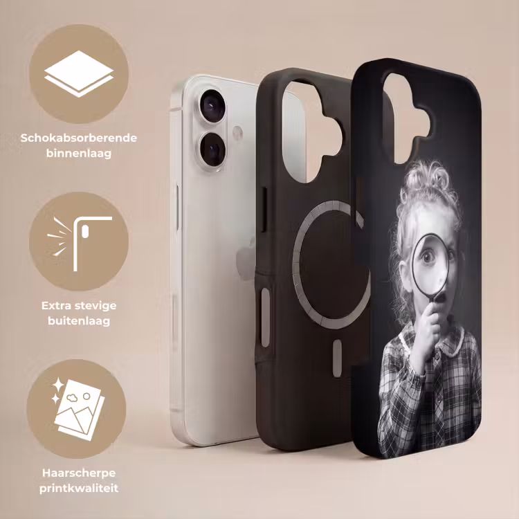 Kind - Vergrootglas - Portret - Zwart-wit Toughcase MagSafe Apple iPhone 17 klein -USP_Lagen_NL