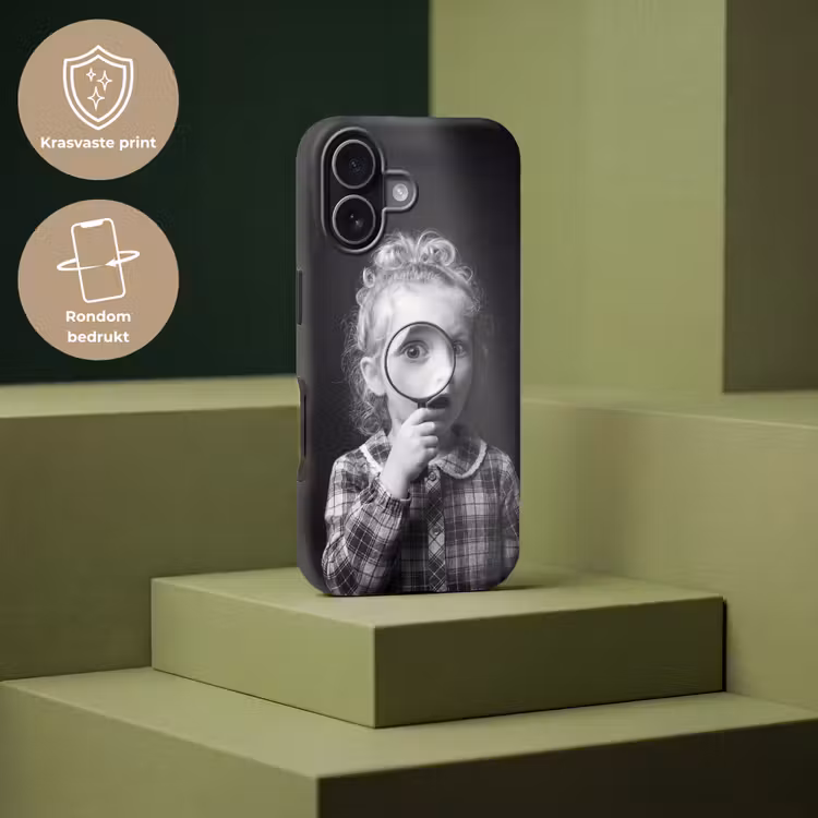 Kind - Vergrootglas - Portret - Zwart-wit Toughcase MagSafe Apple iPhone 17 klein -USP_PrintM_NL