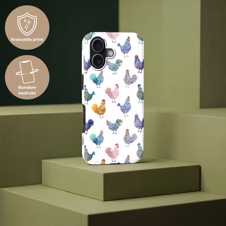 Kippen -Aquarel - Kleurrijk Toughcase MagSafe Apple iPhone 17 klein 1017 -USP_PrintM_NL