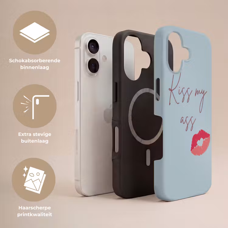 Kiss my ass - Lip - Blauw Toughcase MagSafe Apple iPhone 17 klein -USP_Lagen_NL