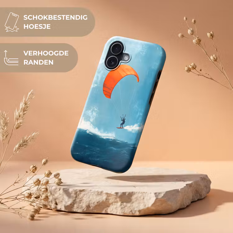 Kitesurfer - Oranje - Zee - Lucht Toughcase MagSafe Apple iPhone 17 klein -USP_RandenV_NL