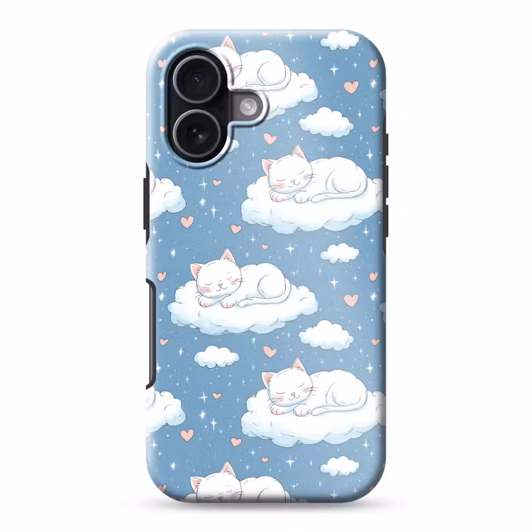 Kitten - Wolken - Blauw Toughcase MagSafe Apple iPhone 17 klein 1017 -3d