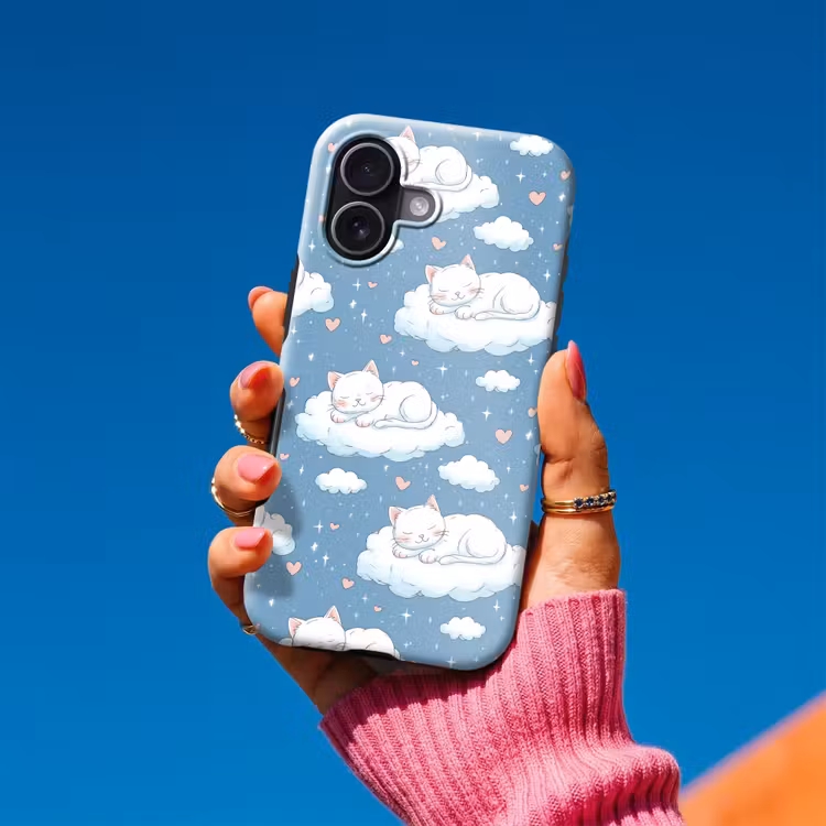 Kitten - Wolken - Blauw Toughcase MagSafe Apple iPhone 17 klein 1017 -Sfeer1V