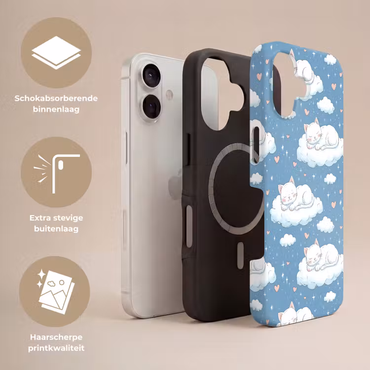 Kitten - Wolken - Blauw Toughcase MagSafe Apple iPhone 17 klein 1017 -USP_Lagen_NL