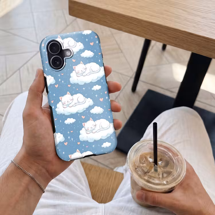 Kitten - Wolken - Blauw Toughcase MagSafe Apple iPhone 17 klein 1017 -Sfeer1M